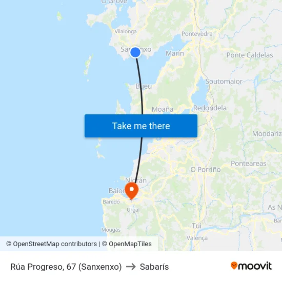 Rúa Progreso, 67 (Sanxenxo) to Sabarís map