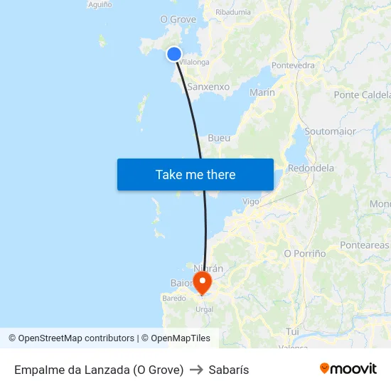 Empalme da Lanzada (O Grove) to Sabarís map