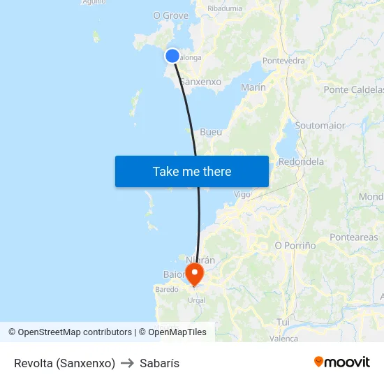 Revolta (Sanxenxo) to Sabarís map