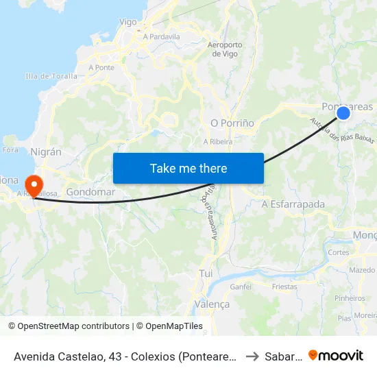 Avenida Castelao, 43 - Colexios (Ponteareas) to Sabarís map