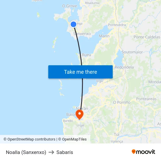 Noalla (Sanxenxo) to Sabarís map
