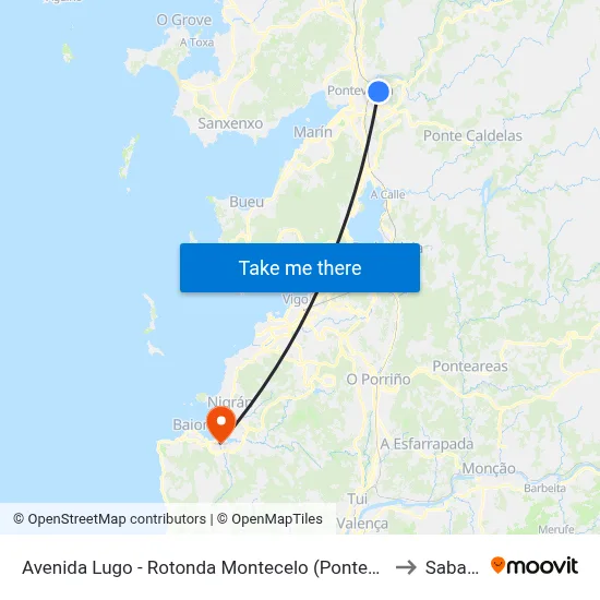 Avenida Lugo - Rotonda Montecelo (Pontevedra) to Sabarís map