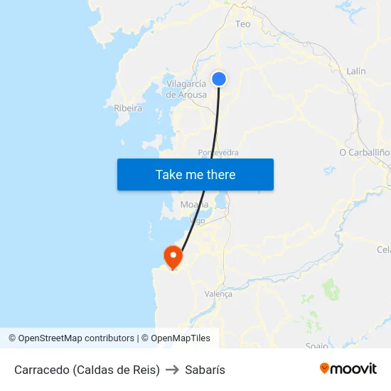 Carracedo (Caldas de Reis) to Sabarís map