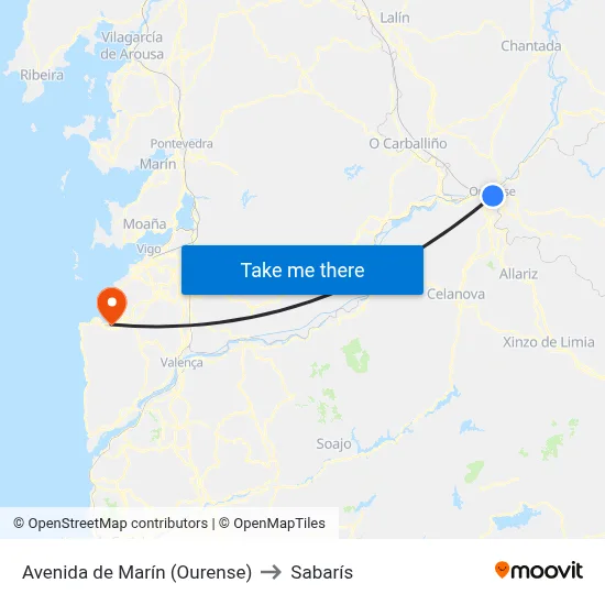 Avenida de Marín (Ourense) to Sabarís map