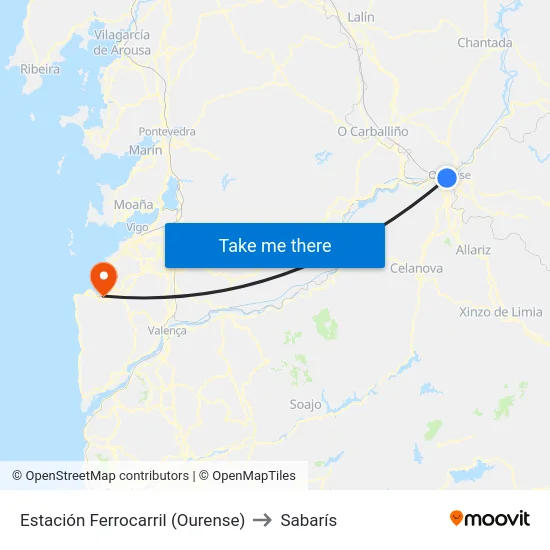Estación Ferrocarril (Ourense) to Sabarís map