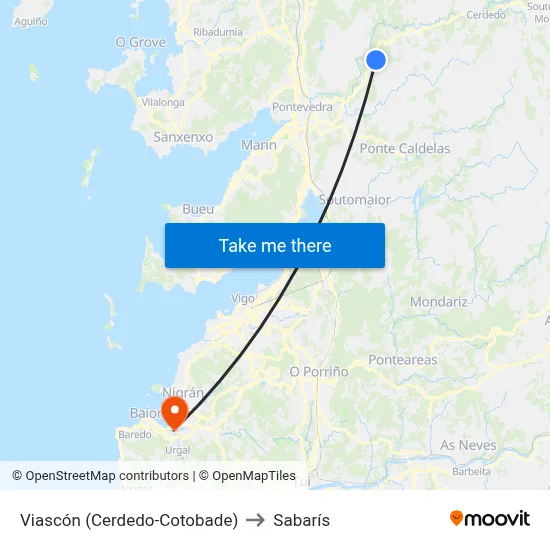 Viascón (Cerdedo-Cotobade) to Sabarís map