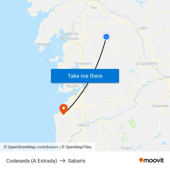 Codeseda (A Estrada) to Sabarís map