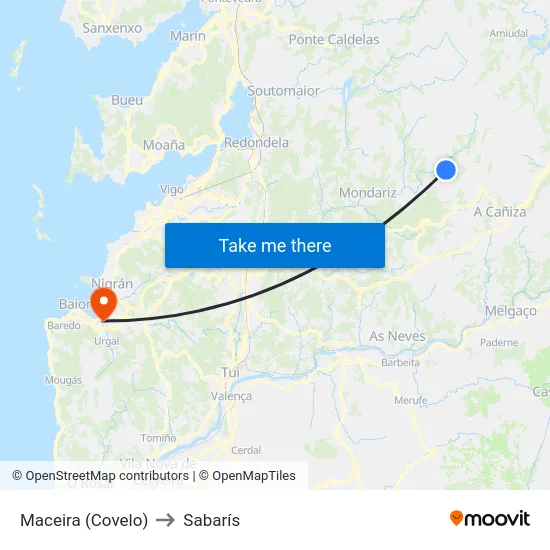 Maceira (Covelo) to Sabarís map