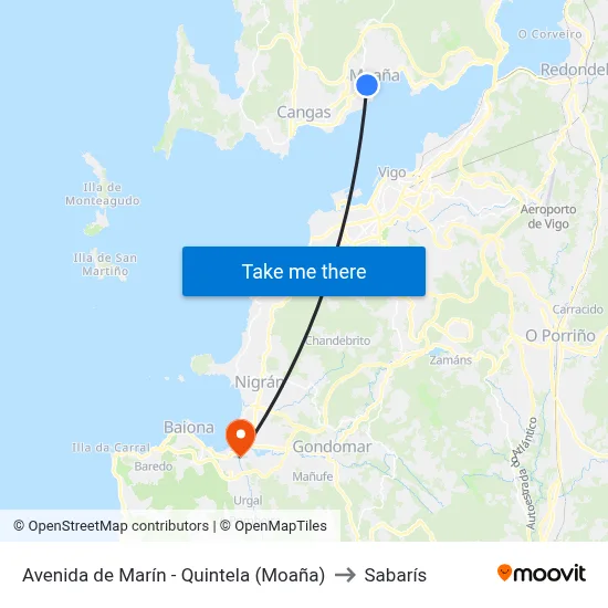 Avenida de Marín - Quintela (Moaña) to Sabarís map