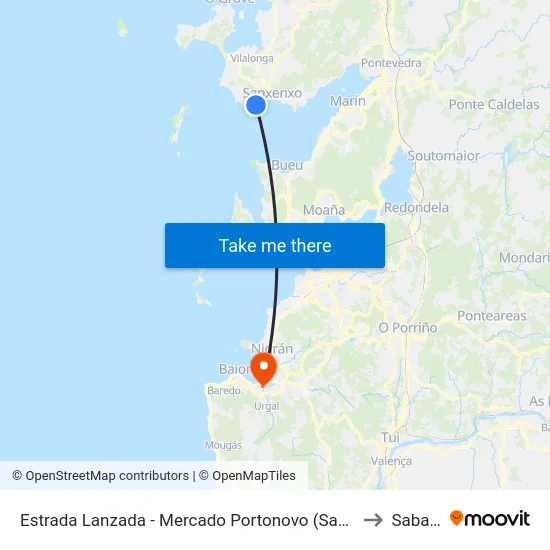 Estrada Lanzada - Mercado Portonovo (Sanxenxo) to Sabarís map