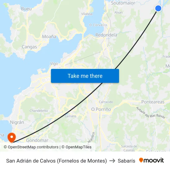 San Adrián de Calvos (Fornelos de Montes) to Sabarís map