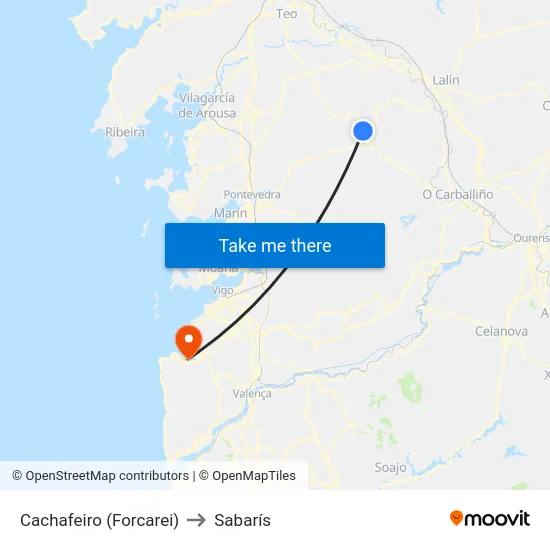 Cachafeiro (Forcarei) to Sabarís map