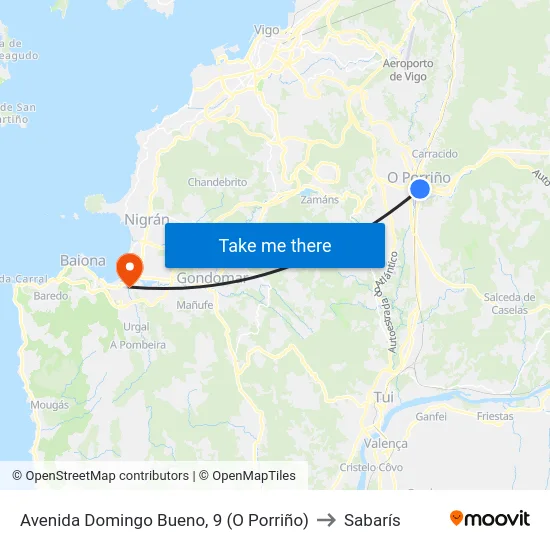 Avenida Domingo Bueno, 9 (O Porriño) to Sabarís map