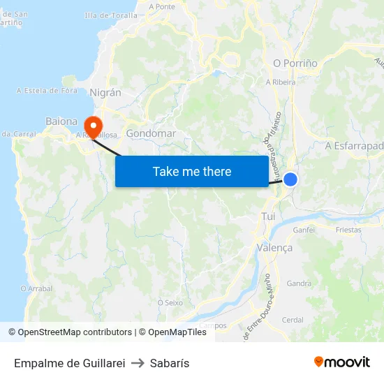 Empalme de Guillarei to Sabarís map