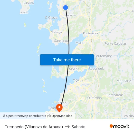 Tremoedo (Vilanova de Arousa) to Sabarís map