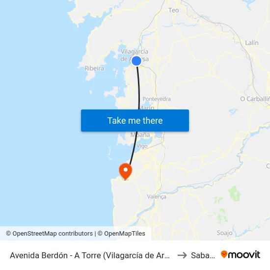 Avenida Berdón - A Torre (Vilagarcía de Arousa) to Sabarís map