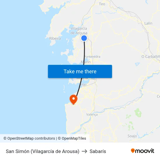San Simón (Vilagarcía de Arousa) to Sabarís map