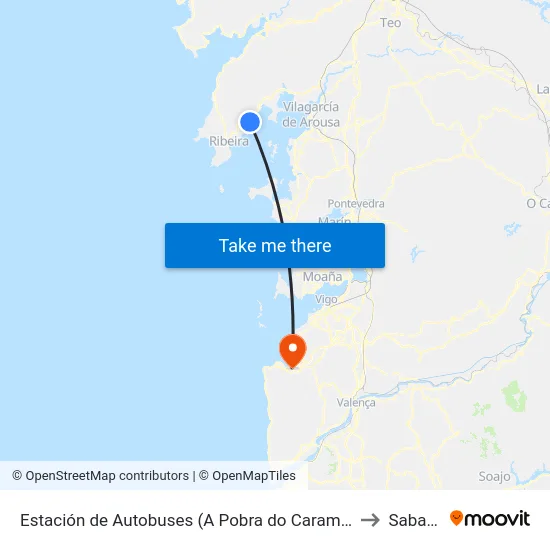 Estación de Autobuses (A Pobra do Caramiñal) to Sabarís map