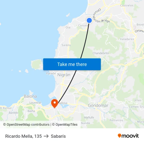 Ricardo Mella, 135 to Sabarís map