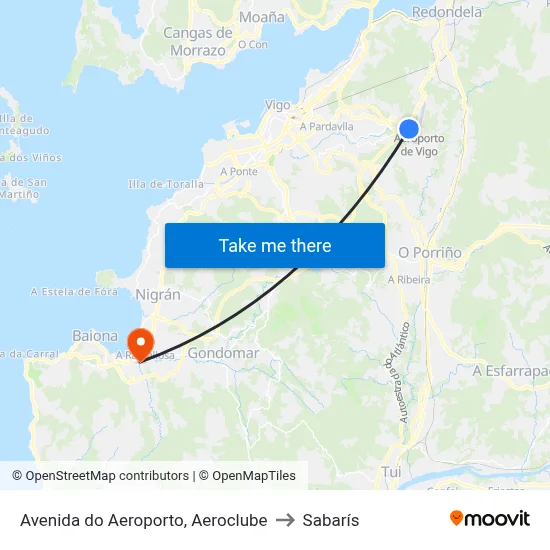 Avenida do Aeroporto, Aeroclube to Sabarís map