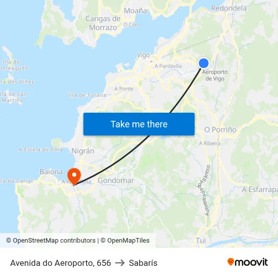 Avenida do Aeroporto, 656 to Sabarís map