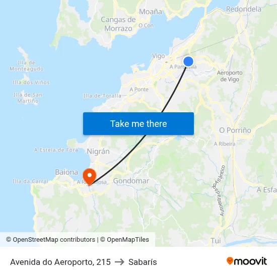 Avenida do Aeroporto, 215 to Sabarís map