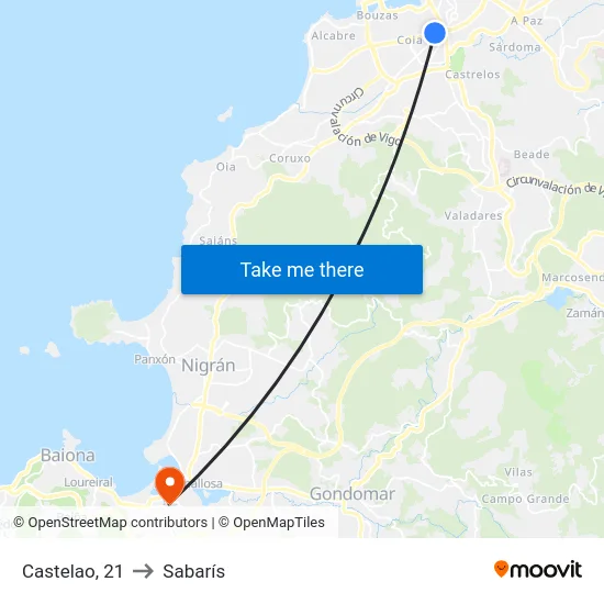 Castelao, 21 to Sabarís map