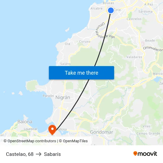 Castelao, 68 to Sabarís map
