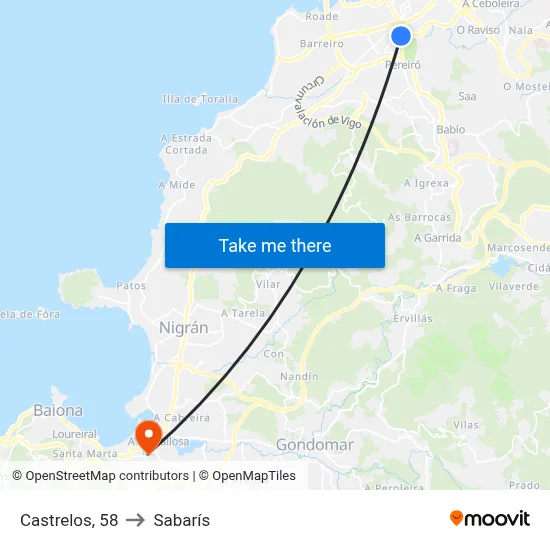 Castrelos, 58 to Sabarís map