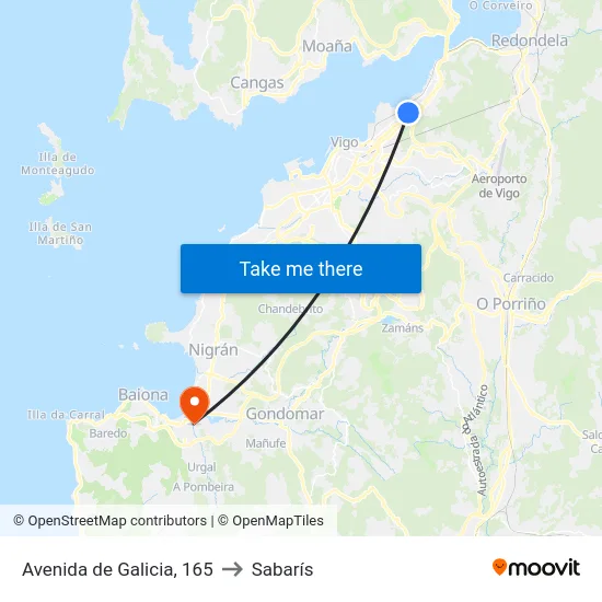 Avenida de Galicia, 165 to Sabarís map