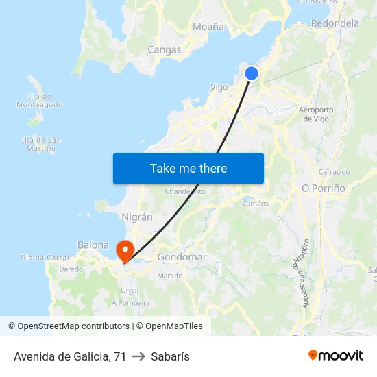 Avenida de Galicia, 71 to Sabarís map