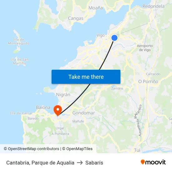 Cantabria, Parque de Aqualia to Sabarís map