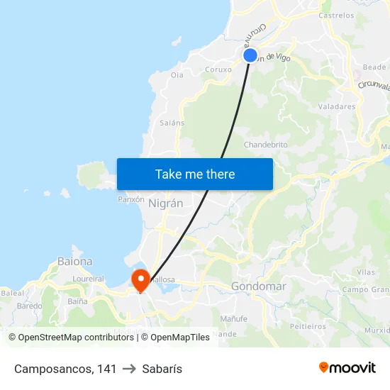 Camposancos, 141 to Sabarís map