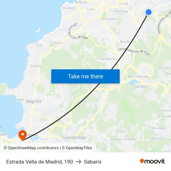 Estrada Vella de Madrid, 190 to Sabarís map