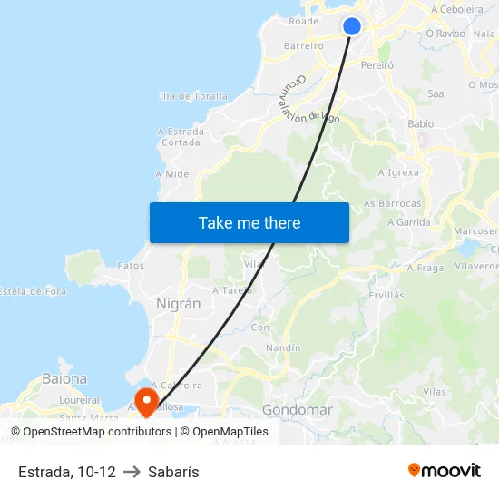 Estrada, 10-12 to Sabarís map