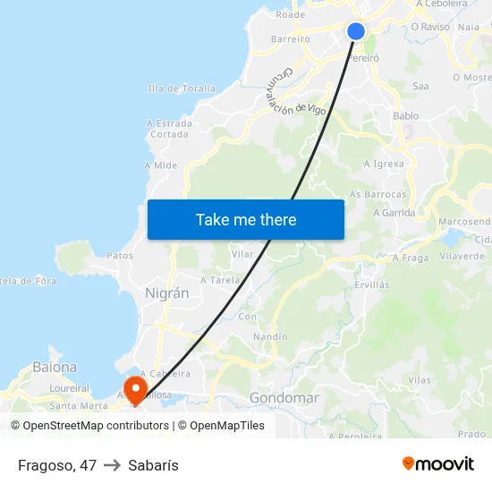 Fragoso, 47 to Sabarís map