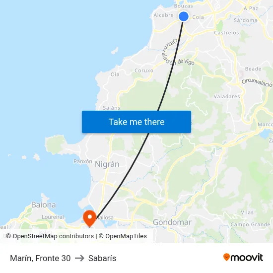 Marín, Fronte 30 to Sabarís map