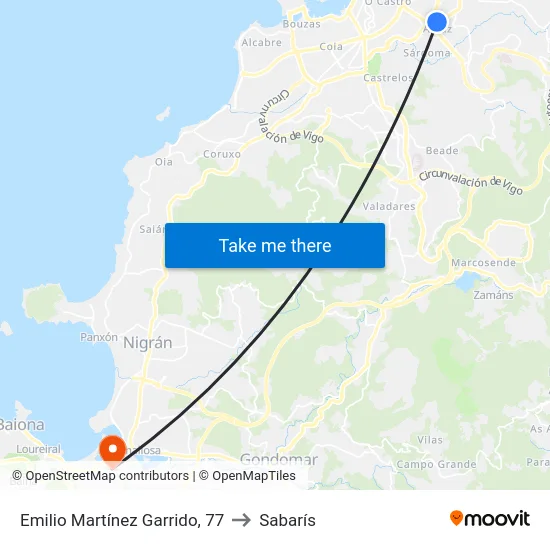 Emilio Martínez Garrido, 77 to Sabarís map