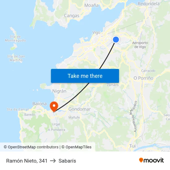 Ramón Nieto, 341 to Sabarís map