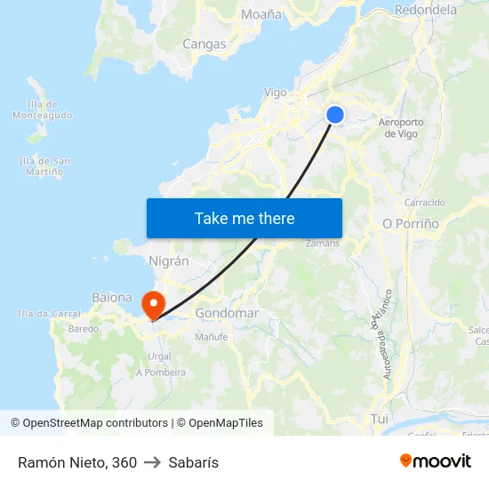 Ramón Nieto, 360 to Sabarís map