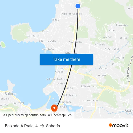 Baixada Á Praia, 4 to Sabarís map