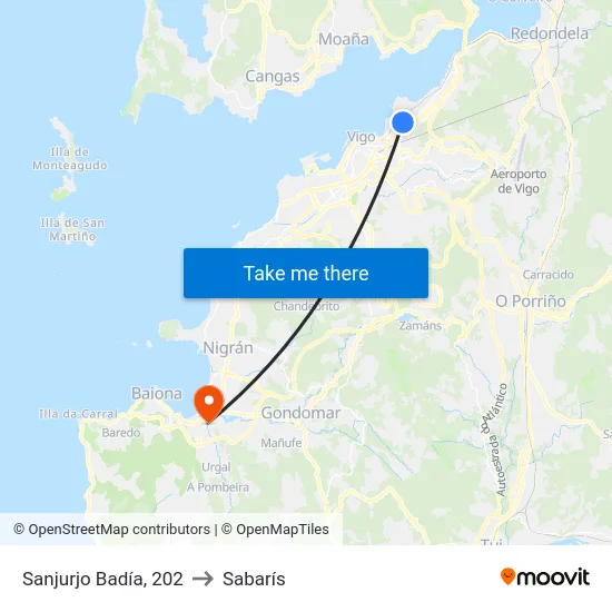 Sanjurjo Badía, 202 to Sabarís map