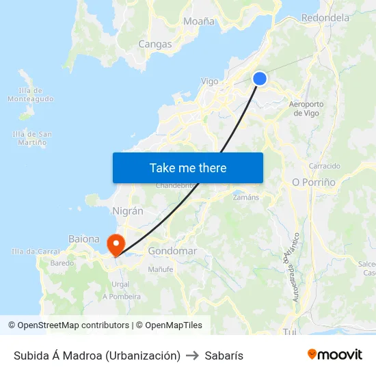 Subida Á Madroa (Urbanización) to Sabarís map
