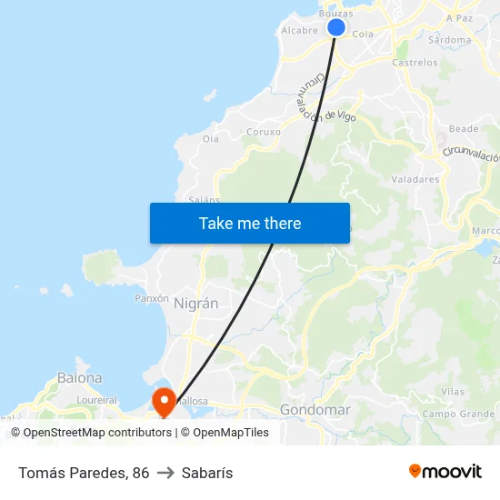 Tomás Paredes, 86 to Sabarís map