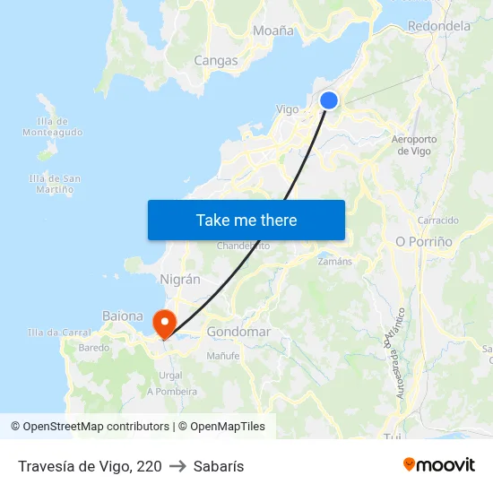 Travesía de Vigo, 220 to Sabarís map