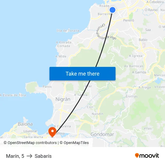 Marín, 5 to Sabarís map