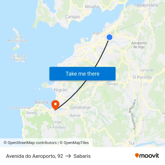 Avenida do Aeroporto, 92 to Sabarís map