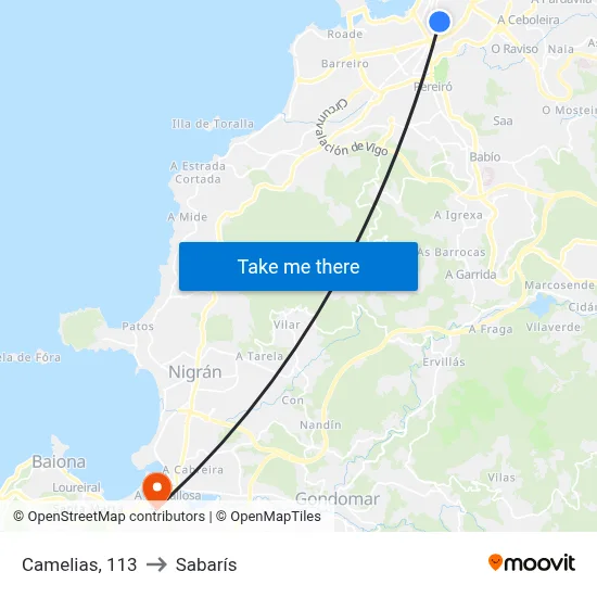 Camelias, 113 to Sabarís map