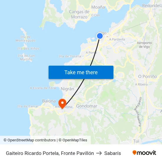 Gaiteiro Ricardo Portela, Fronte Pavillón to Sabarís map