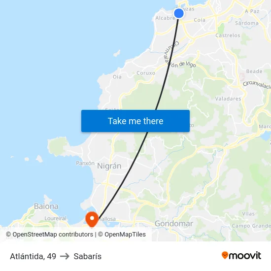 Atlántida, 49 to Sabarís map
